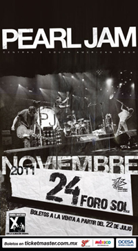 Se acreca Pearl Jam en México, 24 de noviembre. F...